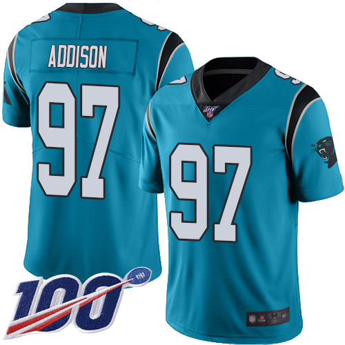 Carolina Panthers Limited Blue Men Mario Addison Jersey NFL Football 97 100th Season Rush Vapor Untouchable